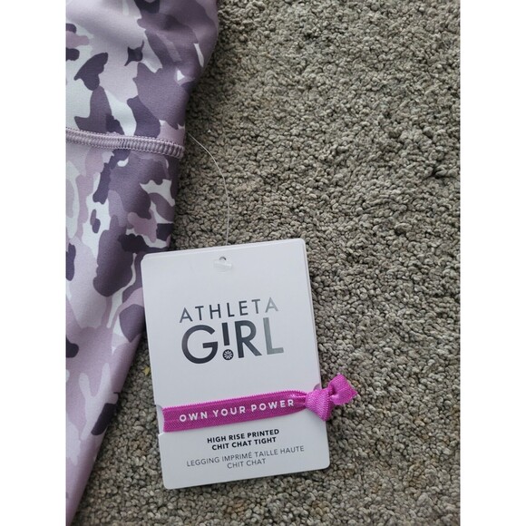 Athleta Girl High Rise Printed Chit Chat Leggins Fusion Camo Purple Size XXL/16 - Picture 4 of 11